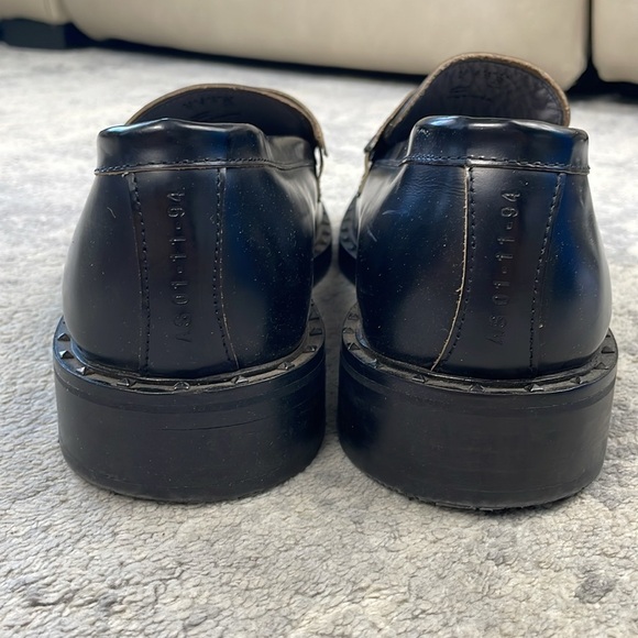 All Saints Dalias Leather Penny Loafers Studded Black Business Wedding Men Sz 13 - Picture 8 of 16